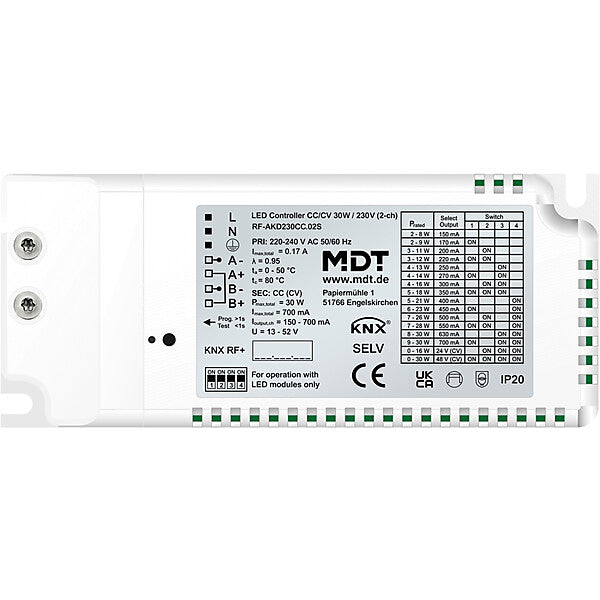 MDT technologies KNX RF+ LED Controller CC/CV 30 W / 230 V RF-AKD230CC.02S